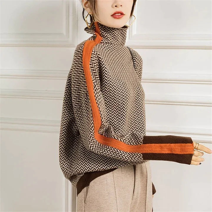 Women's Cashmere Polo Neck Jumper Soft Warm