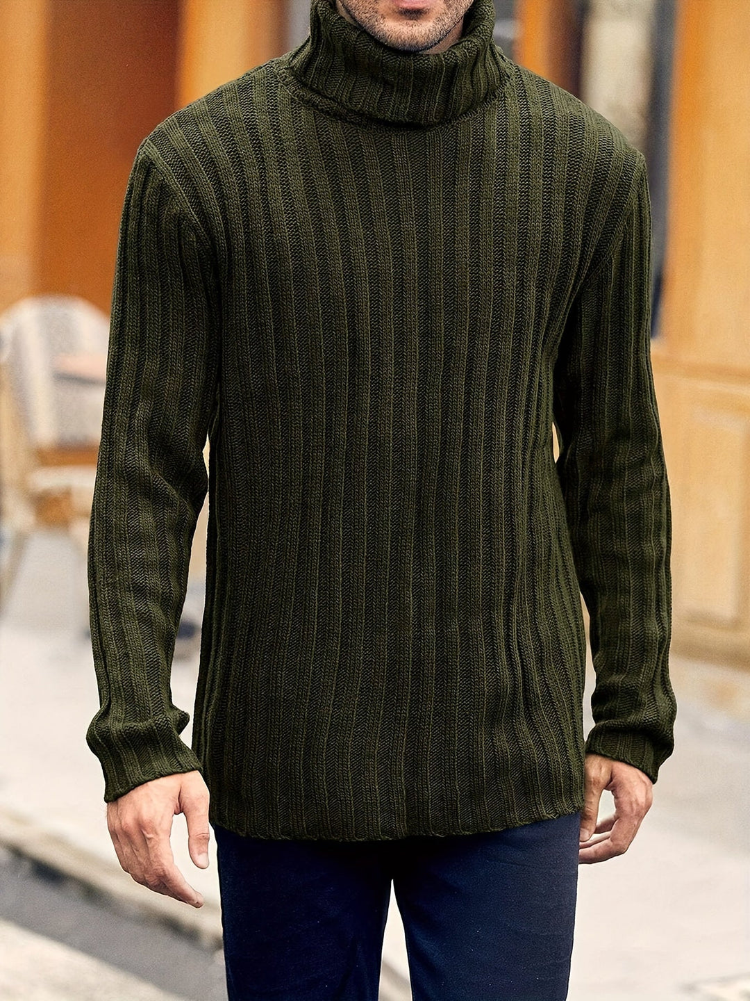 Dexter | Men's Ribbed High Neck Knit Jumper