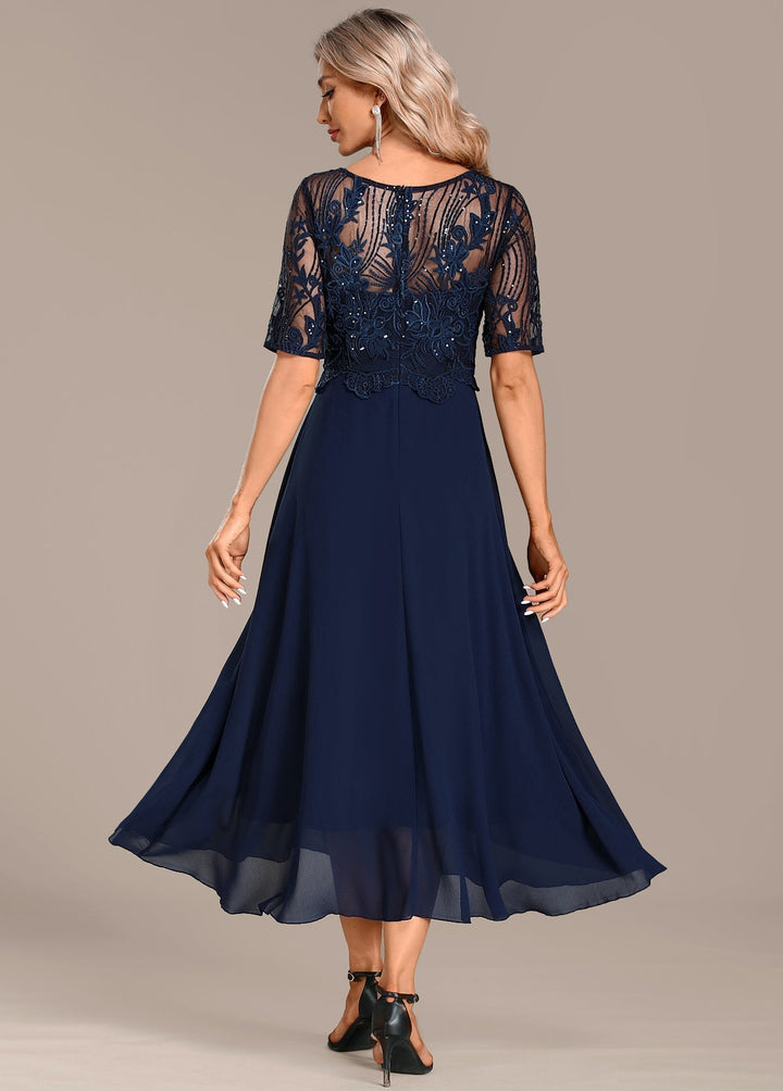 Women's Lace Chiffon Midi Dress