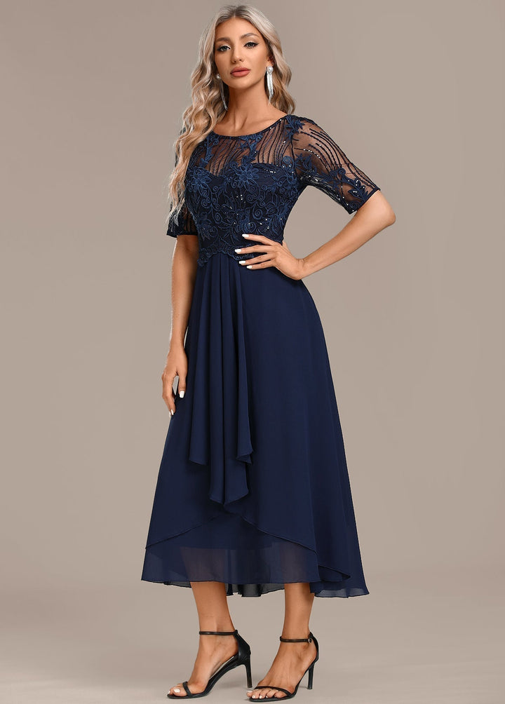 Women's Lace Chiffon Midi Dress