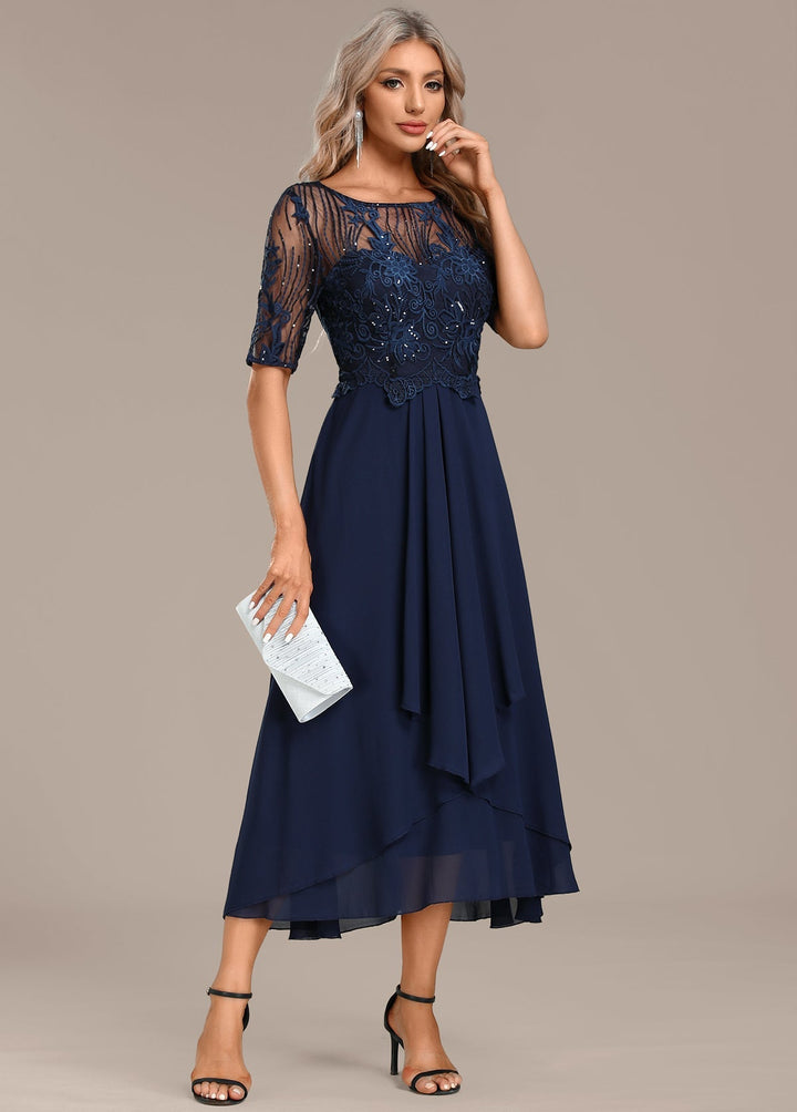 Women's Lace Chiffon Midi Dress