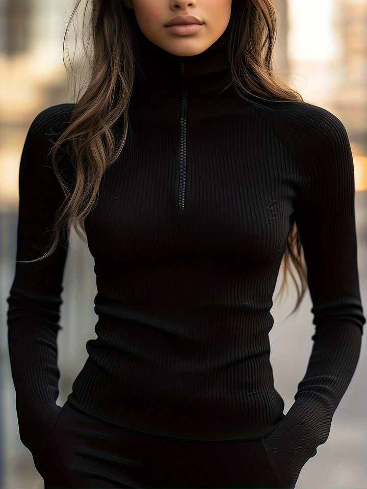 Tanya | Women's Slim Fit Half-Zip Mock Neck Top