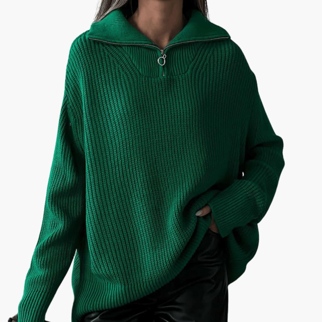 Maureen | Women's Ribbed Half-Zip Knit Jumper
