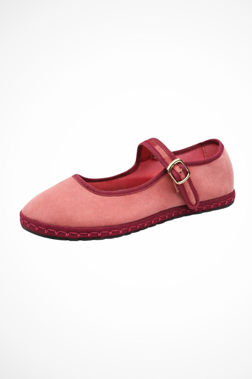 Women's Mary Jane Ballet Flats Buckle Strap Suede