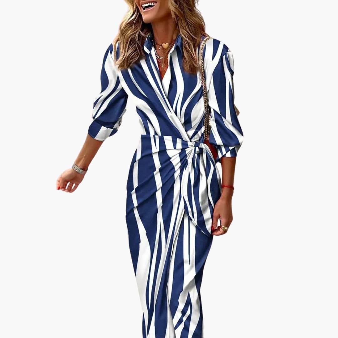 Women's Striped Cotton Wrap Dress