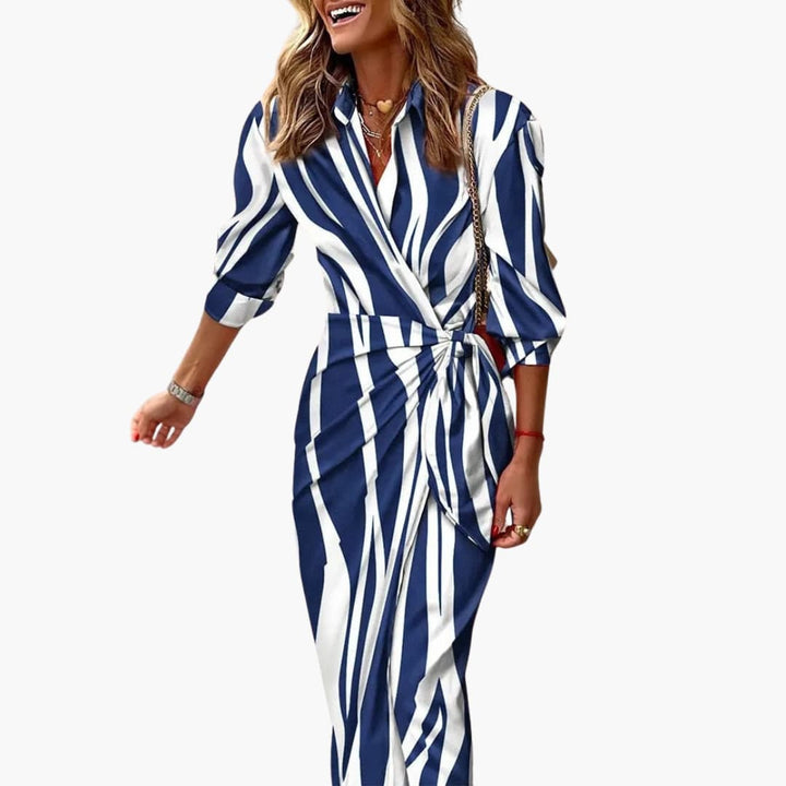 Women's Striped Cotton Wrap Dress