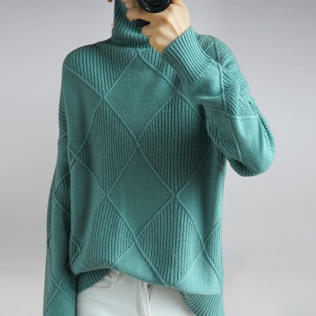 Women's Cashmere Polo Neck Jumper Soft Knit