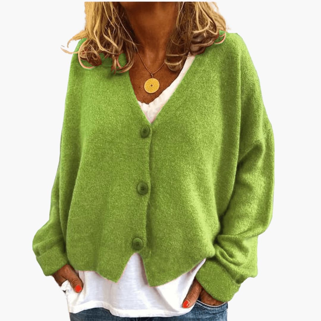 Women's Oversized Knit Cardigan V Neck Button Up