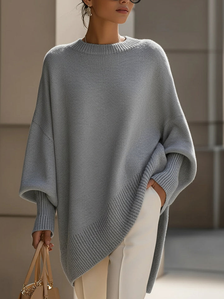 Women's Oversized Wool Blend Jumper Asymmetric Hem