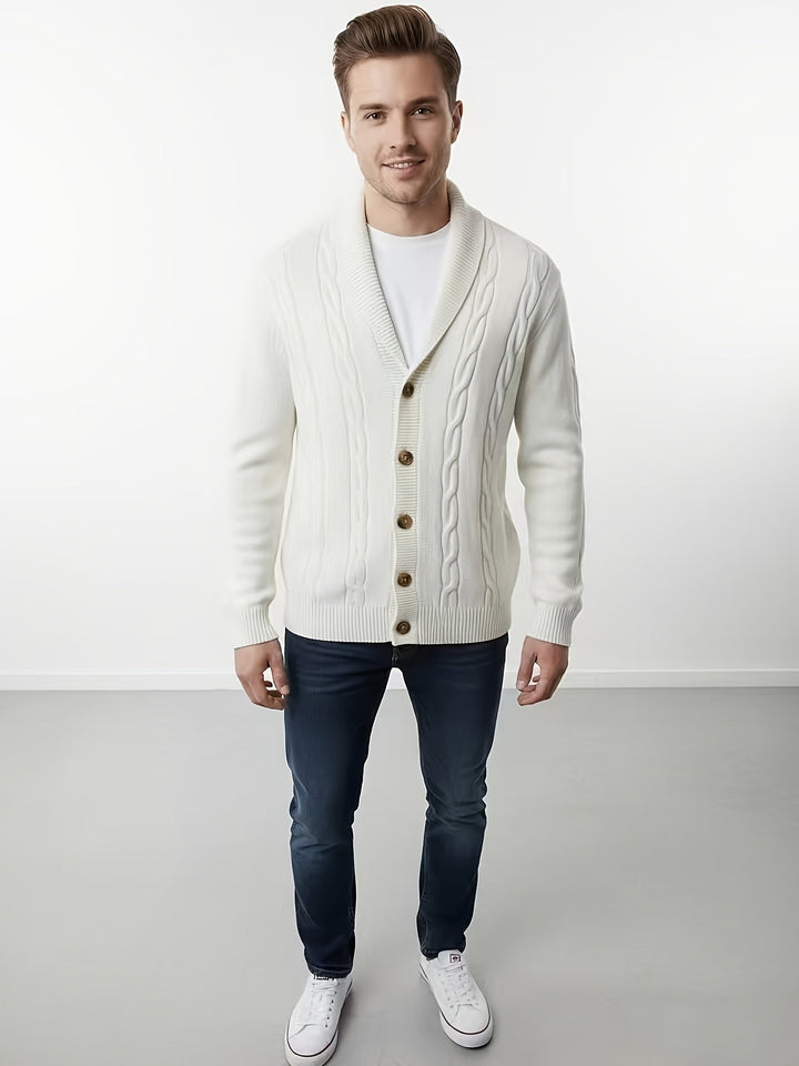 Jenson | Men's Cable Knit Button-Up Cardigan