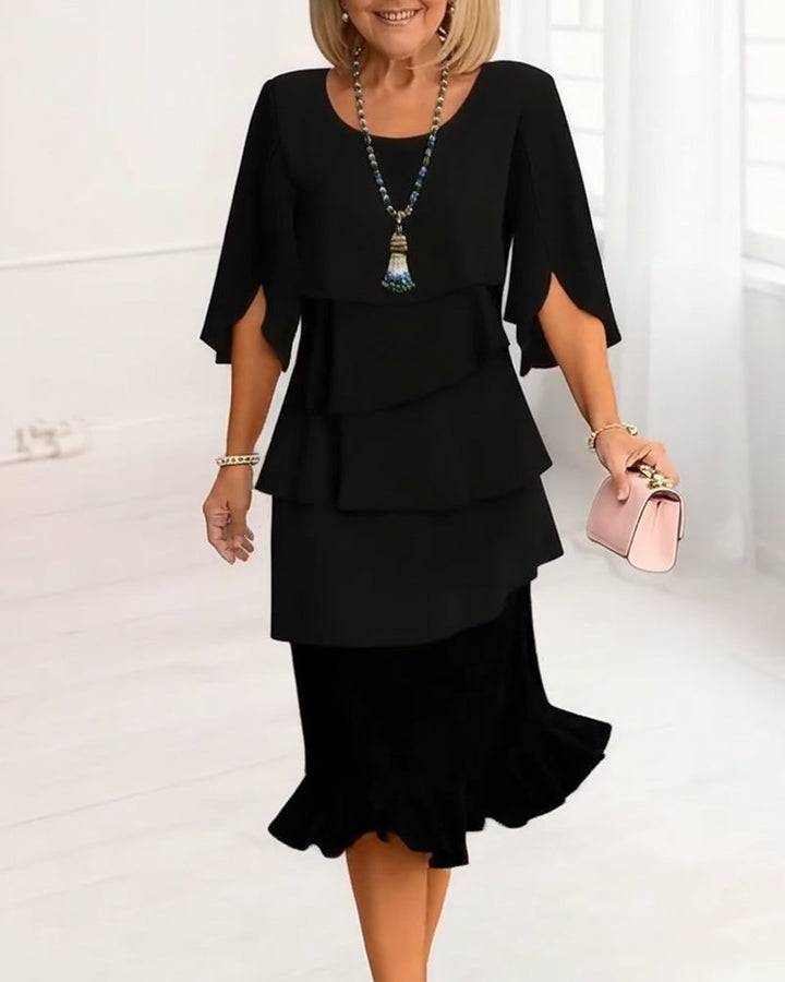 Women's A-Line Ruffle Midi Dress