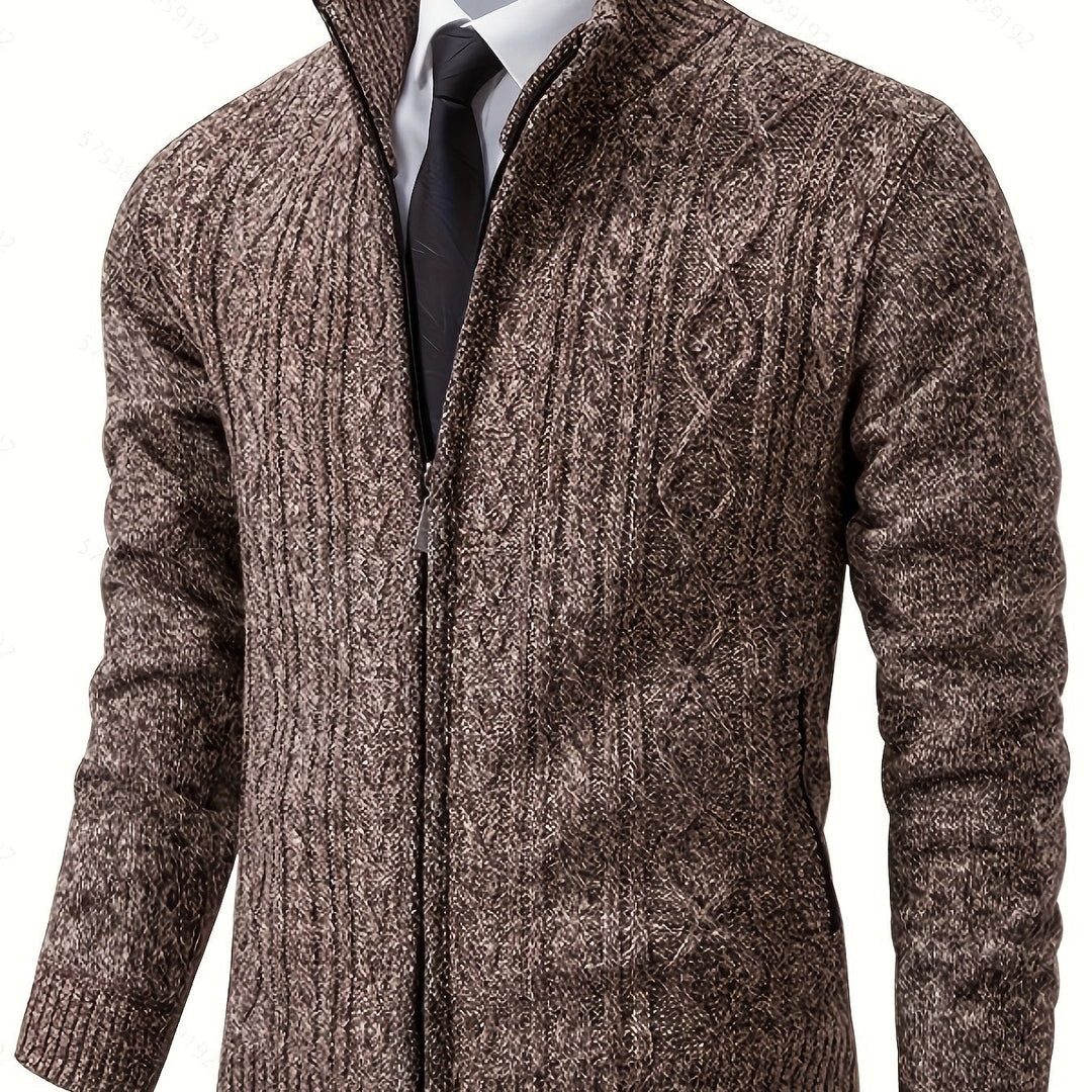 Nolan | Men's Textured Zip-Up Knit Cardigan