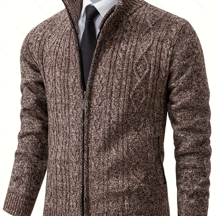 Nolan | Men's Textured Zip-Up Knit Cardigan