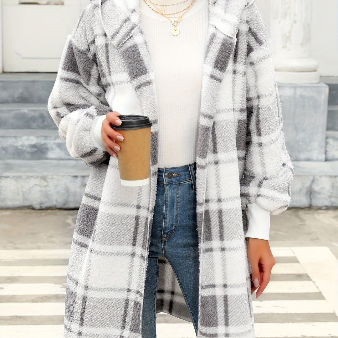 Jodie | Women's Hooded Plaid Longline Cardigan
