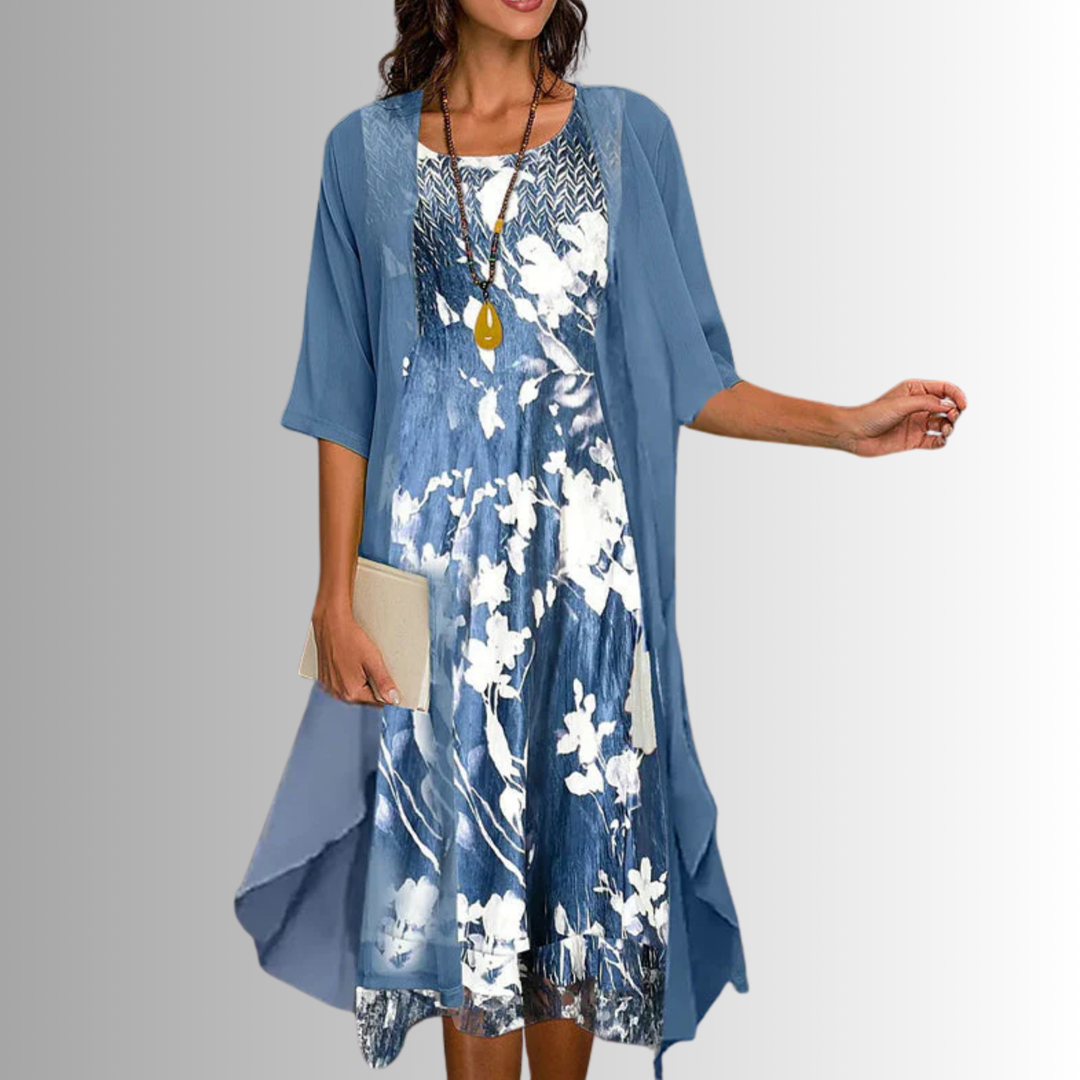 Women's Layered Floral Midi Dress