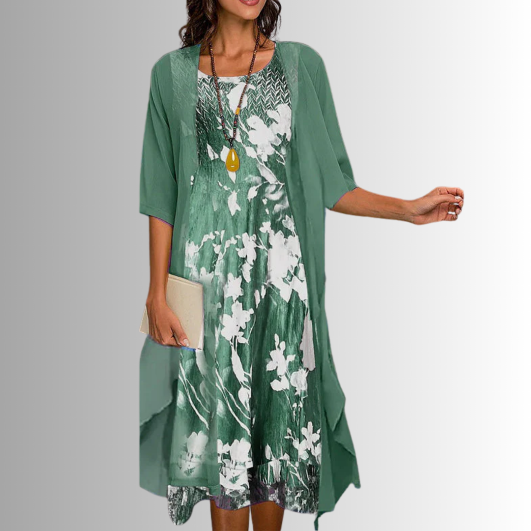 Women's Layered Floral Midi Dress