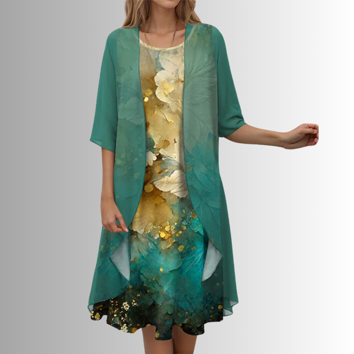 Women's Layered Floral Midi Dress