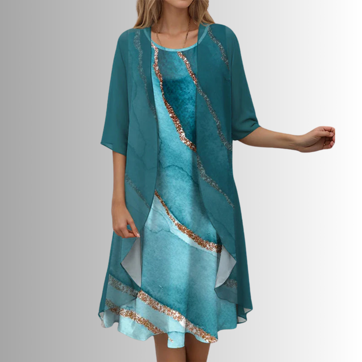 Women's Layered Floral Midi Dress