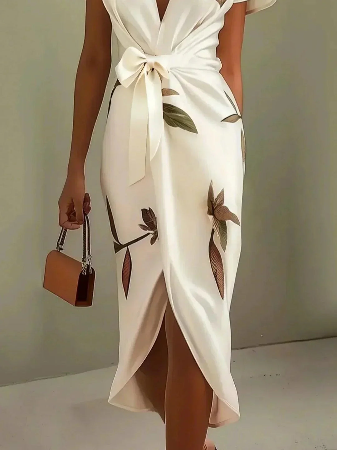 Women's Floral Wrap Midi Dress