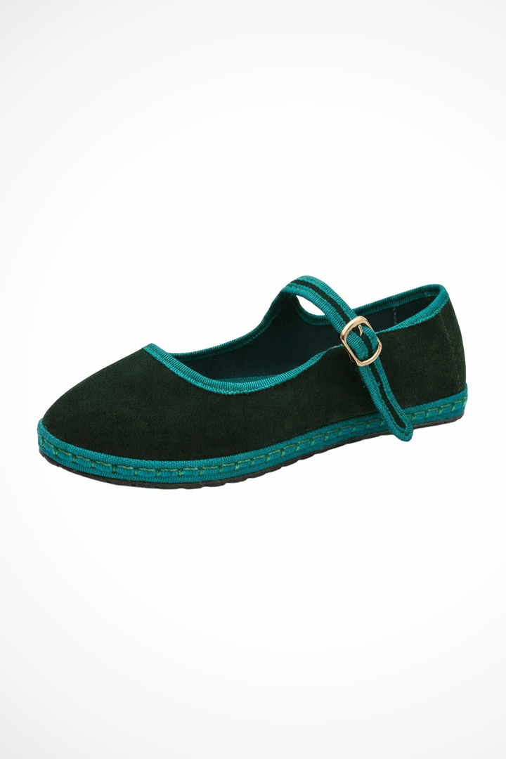 Women's Mary Jane Ballet Flats Buckle Strap Suede