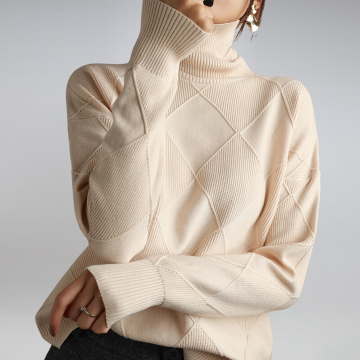 Women's Cashmere Polo Neck Jumper Soft Knit