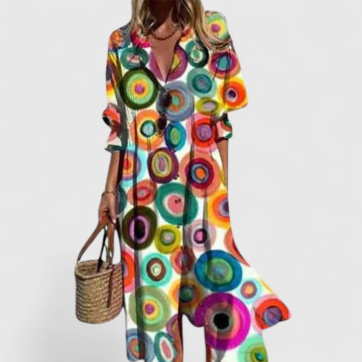 Women's Boho Printed Midi Dress
