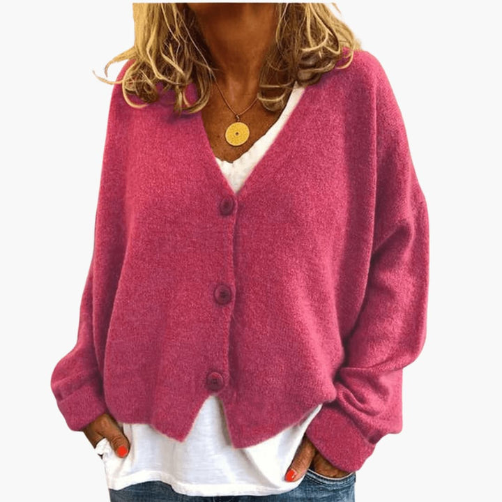 Women's Oversized Knit Cardigan V Neck Button Up