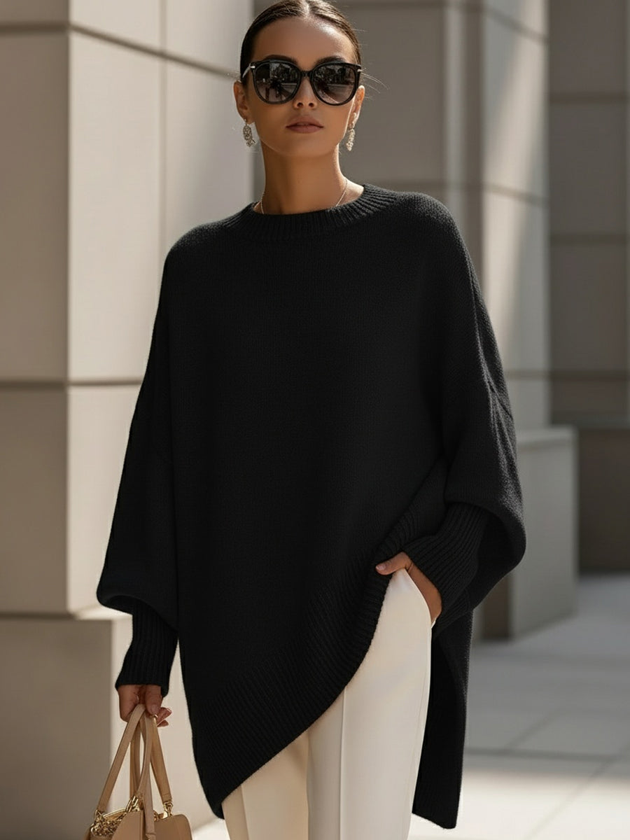 Women's Oversized Wool Blend Jumper Asymmetric Hem