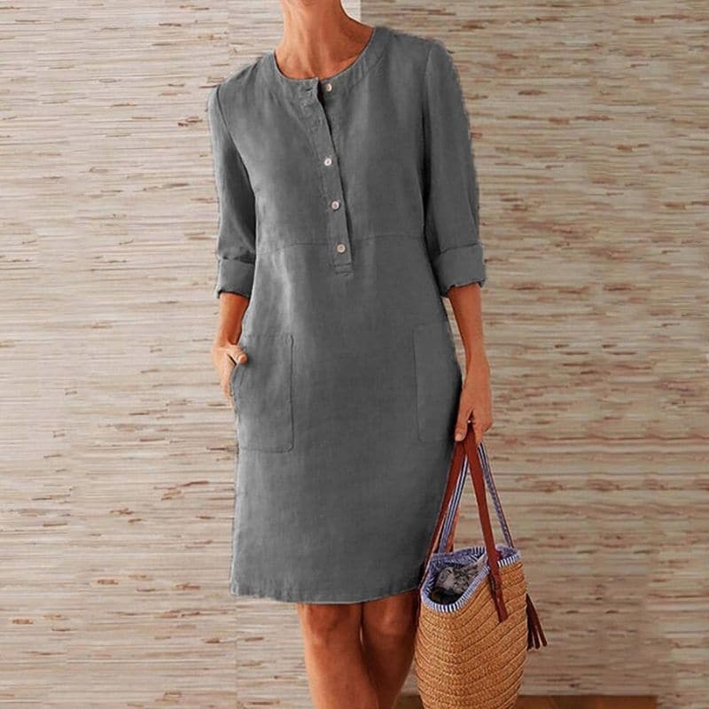 Women's Cotton Linen Shift Dress