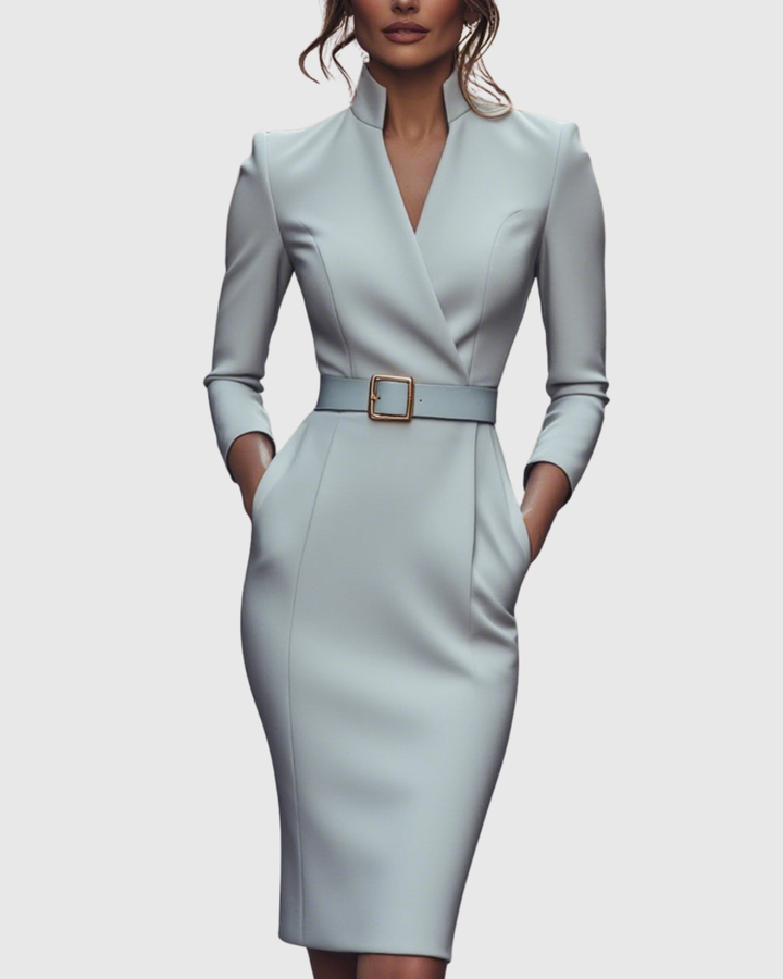 Women's Mock Wrap Midi Dress