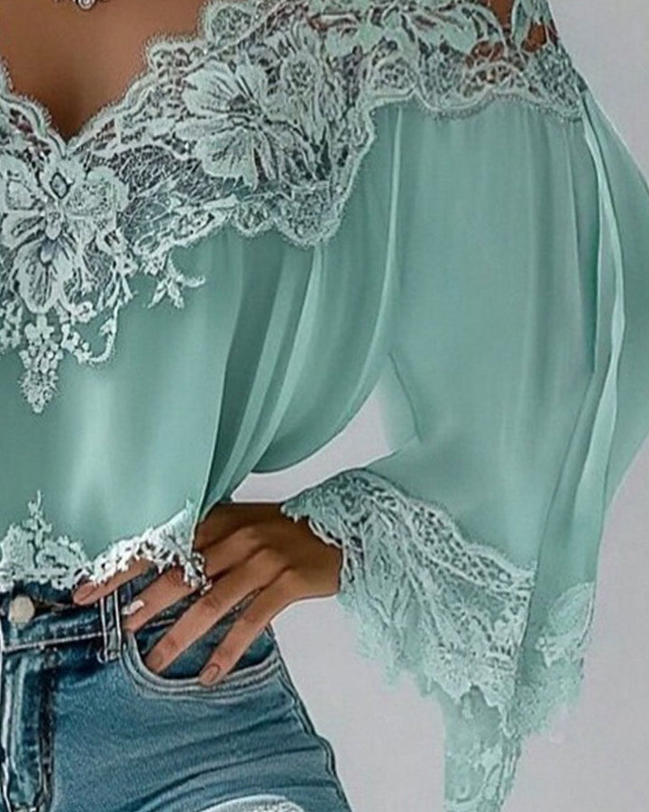 Women's V-Neck Lace Blouse
