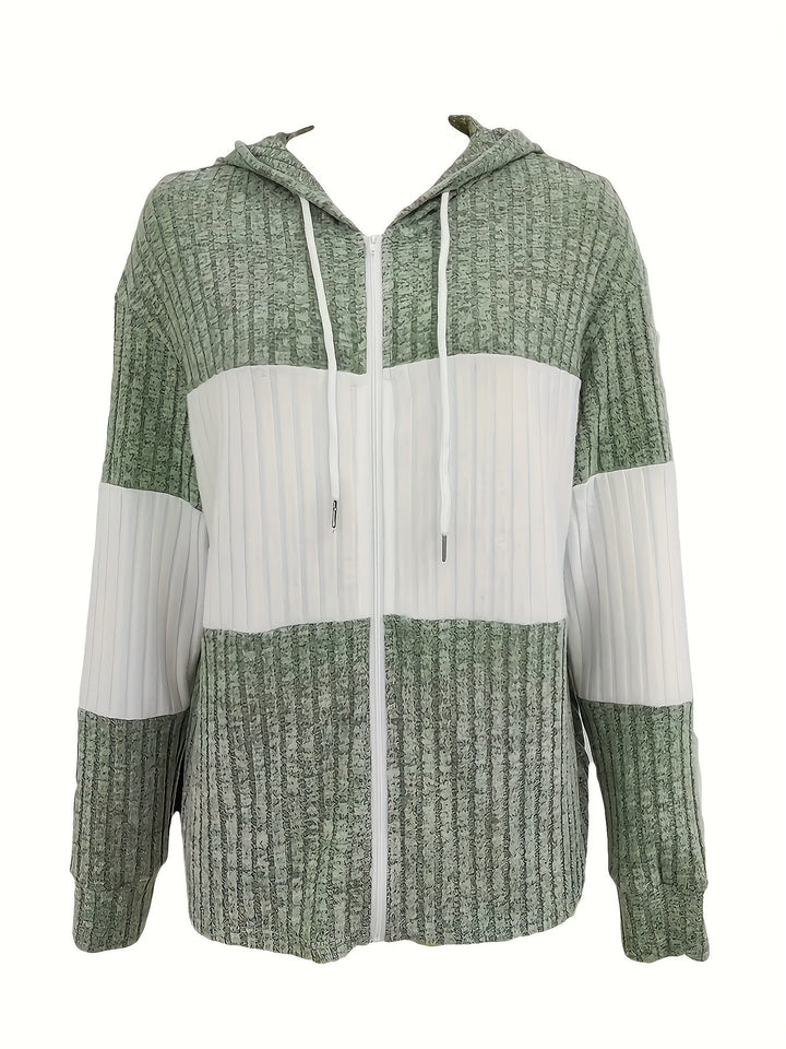 Carmen | Women's Ribbed Colour Block Zip-Up Hoodie