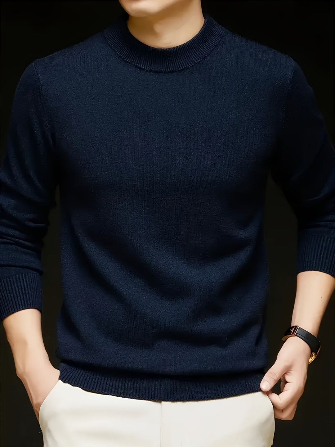 Leon | Men's Slim Fit Mock Neck Knit Jumper