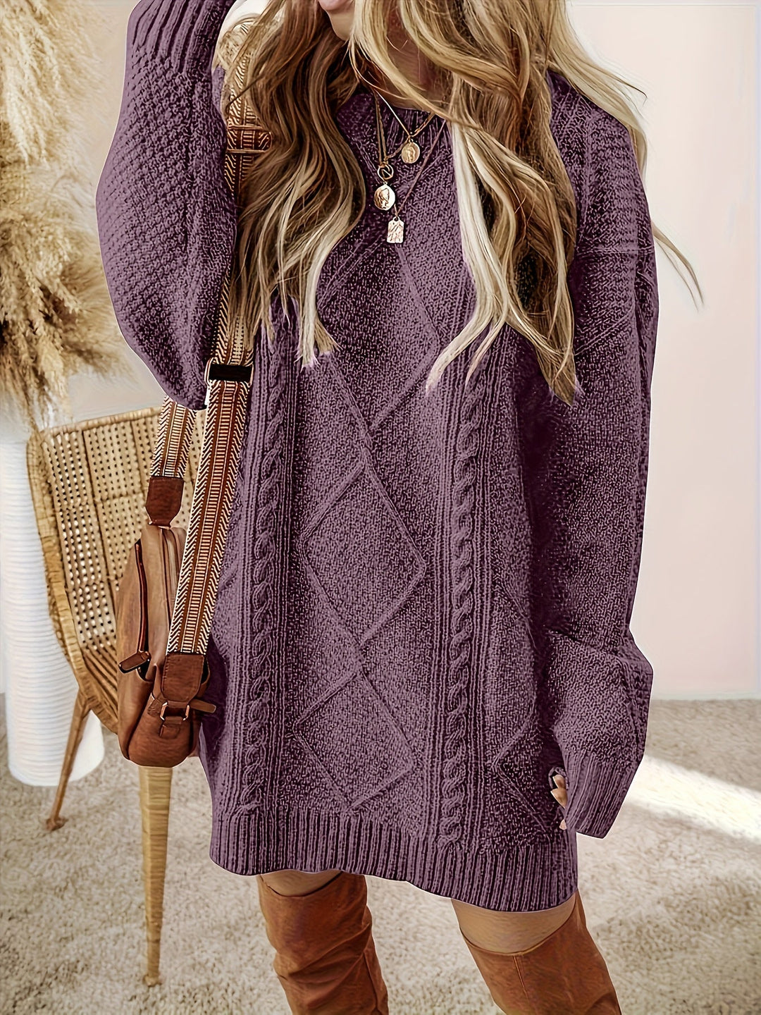 Octavia | Women's Cable Knit Jumper Dress