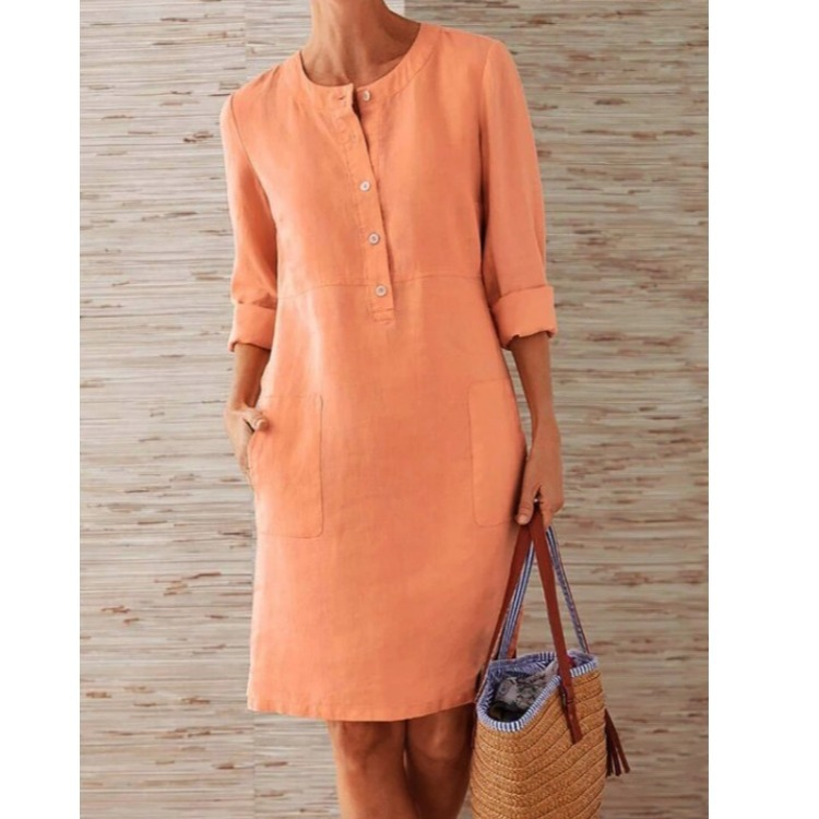 Women's Cotton Linen Shift Dress