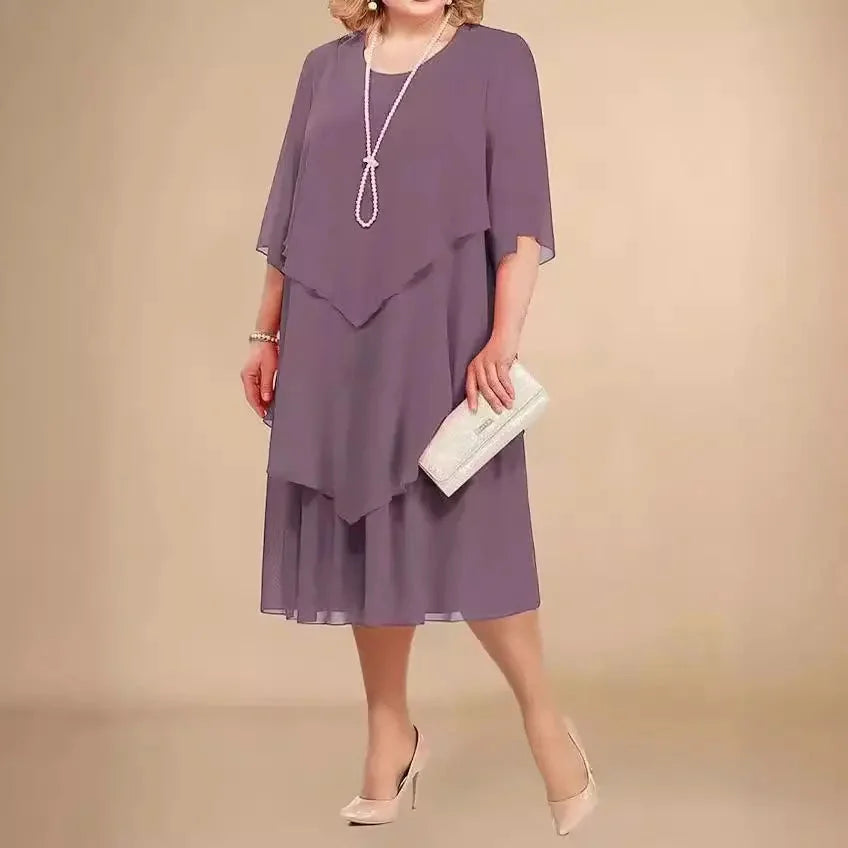 Women's Wedding Guest Layered Midi Dress