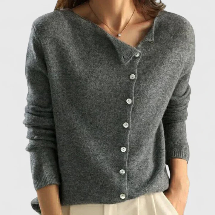 Zelda | Women's Asymmetric Button Knit Cardigan