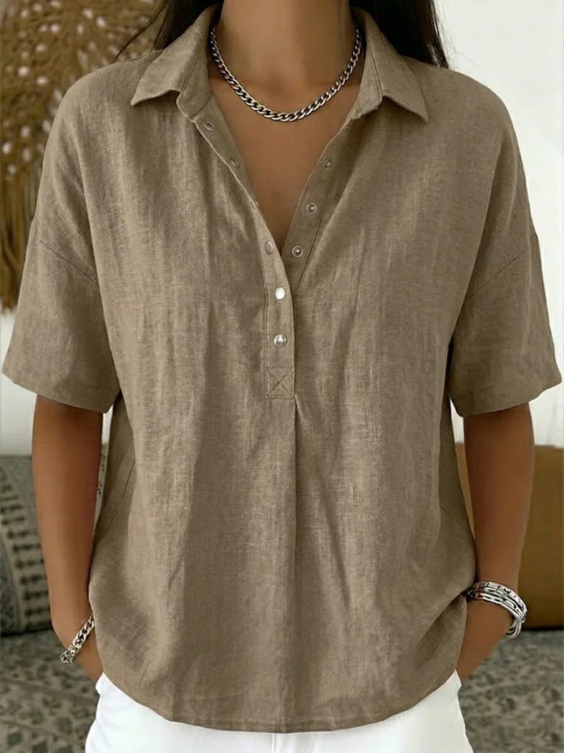 Women's Linen Collared Blouse