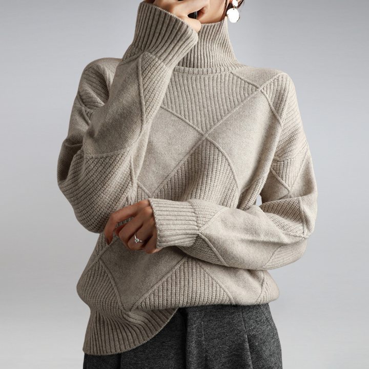 Women's Cashmere Polo Neck Jumper Soft Knit