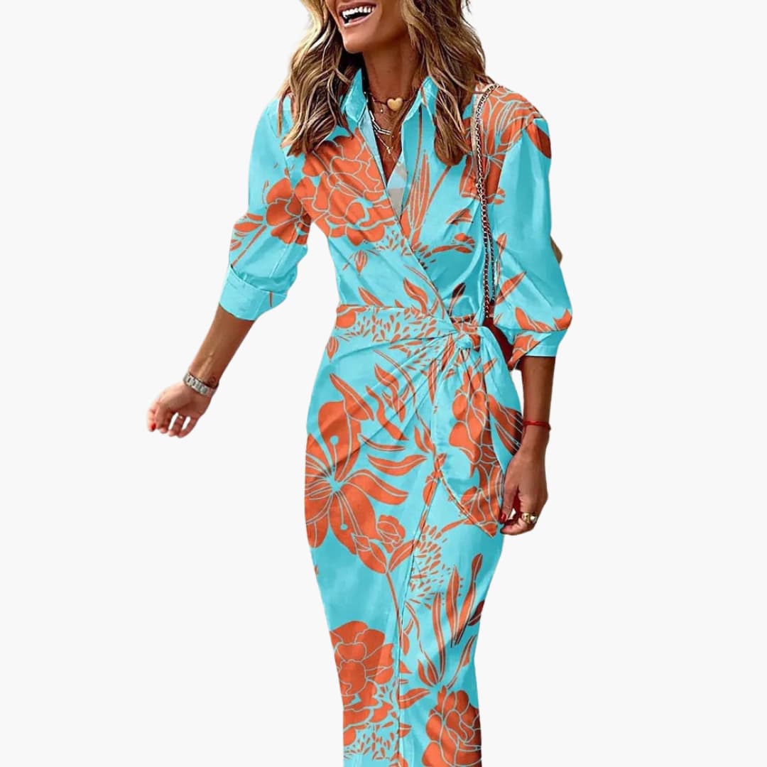 Women's Striped Cotton Wrap Dress