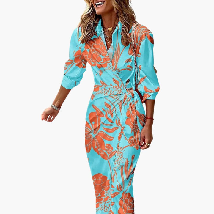 Women's Striped Cotton Wrap Dress