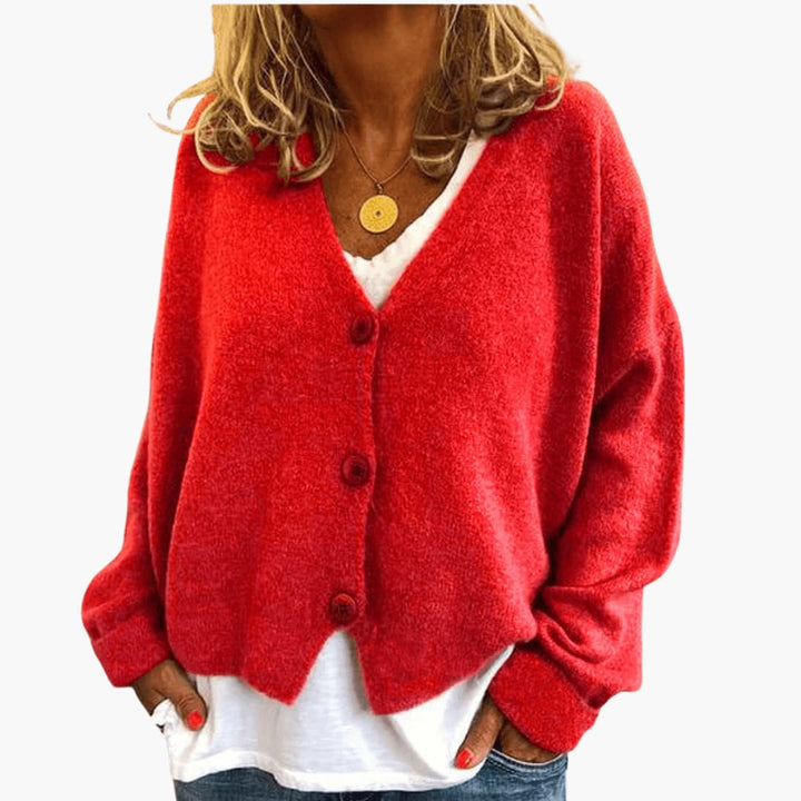 Women's Oversized Knit Cardigan V Neck Button Up