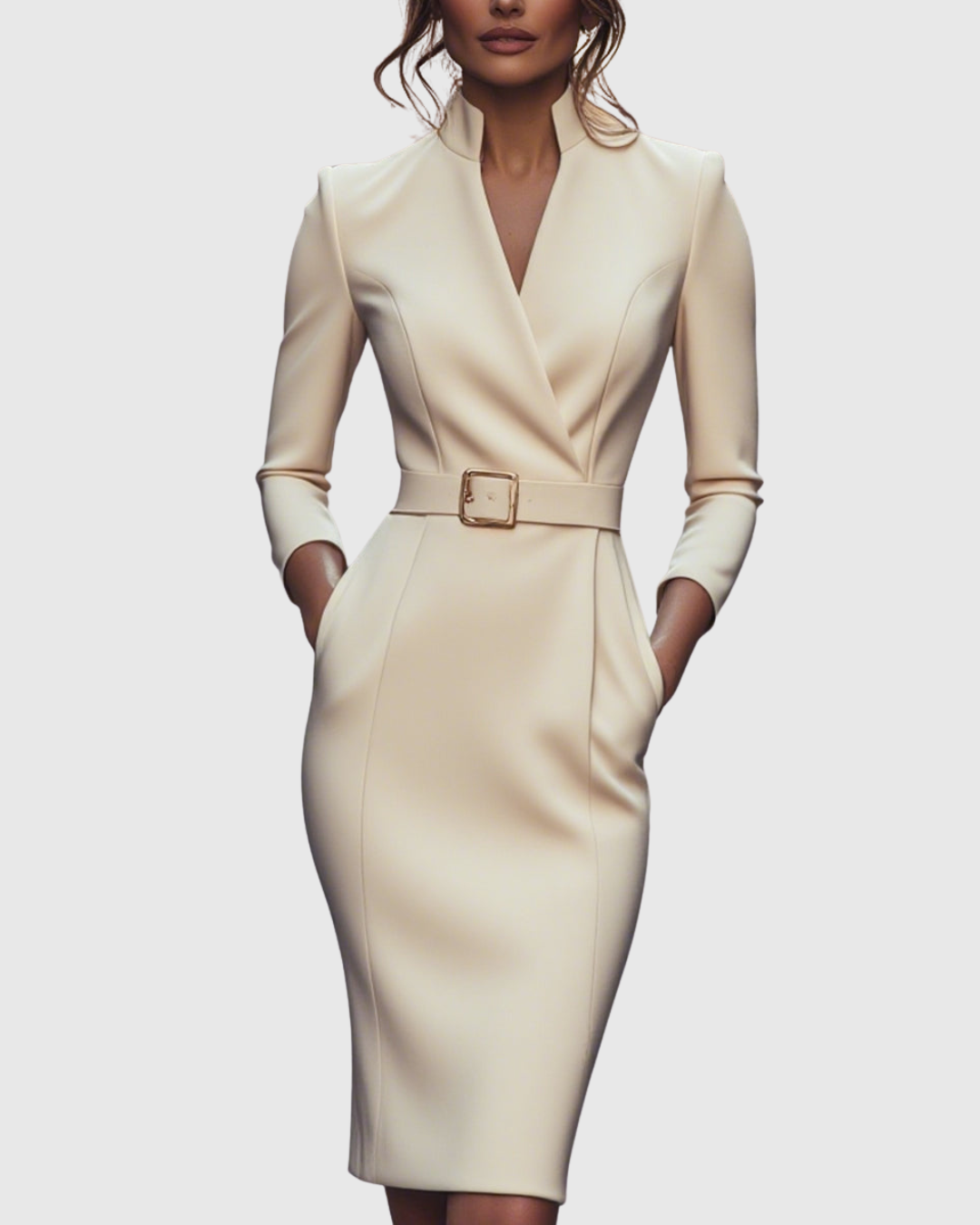 Women's Mock Wrap Midi Dress