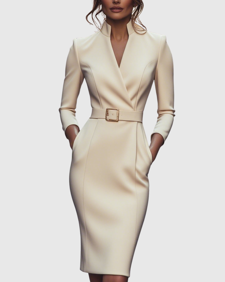 Women's Mock Wrap Midi Dress
