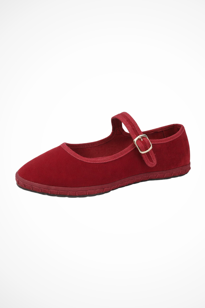 Women's Mary Jane Ballet Flats Buckle Strap Suede