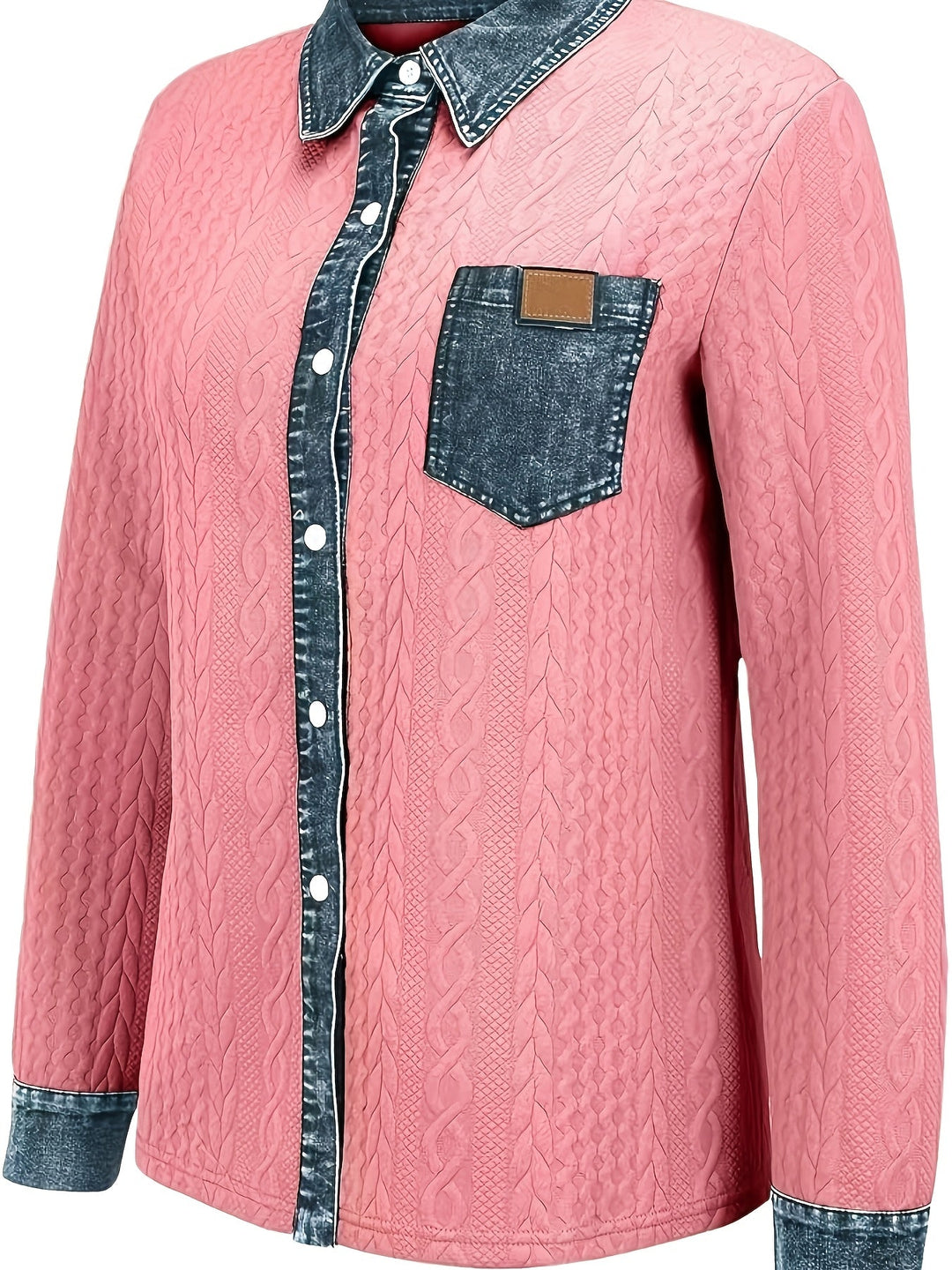 Saffron | Women's Contrast Trim Cable Knit Cardigan