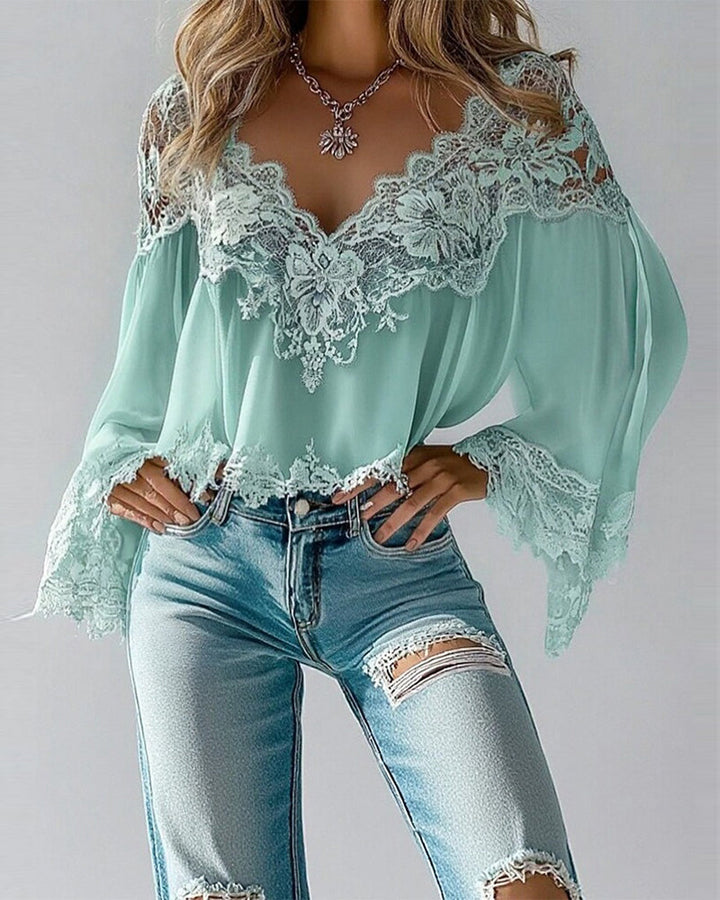 Women's V-Neck Lace Blouse