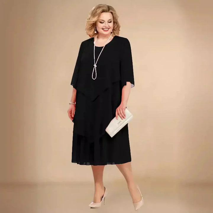 Women's Wedding Guest Layered Midi Dress