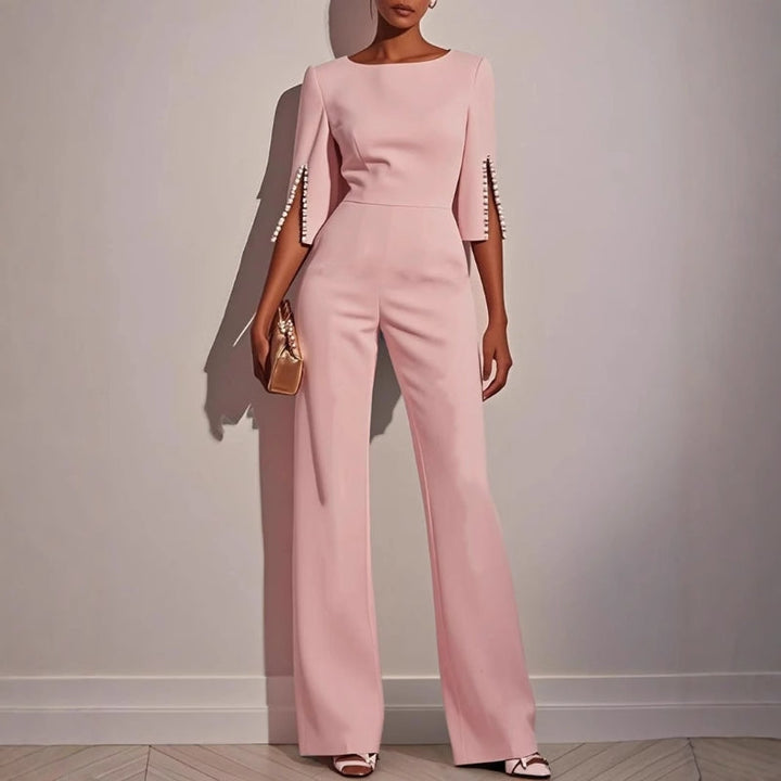 Women's Pearl Trim Wide-Leg Jumpsuit