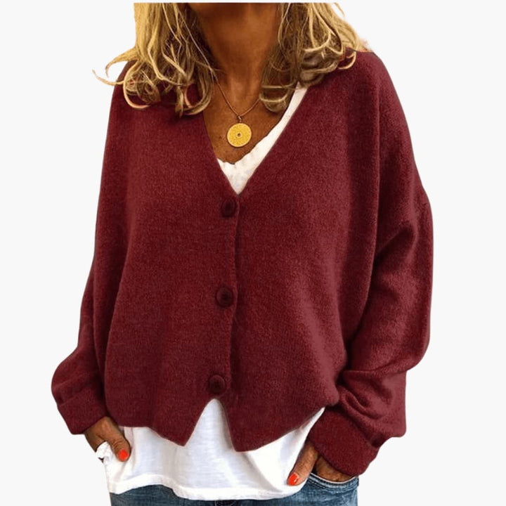 Women's Oversized Knit Cardigan V Neck Button Up